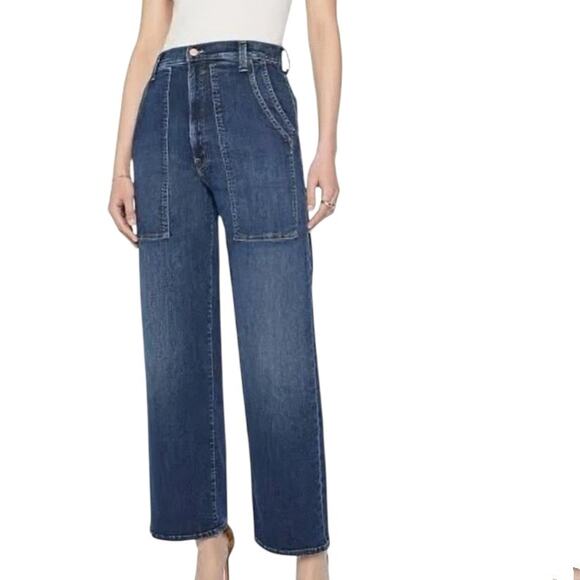Mother Quartet Breaker Flood Jeans Howdy Wash Patch Pocket Wide Leg  27 - Picture 1 of 11